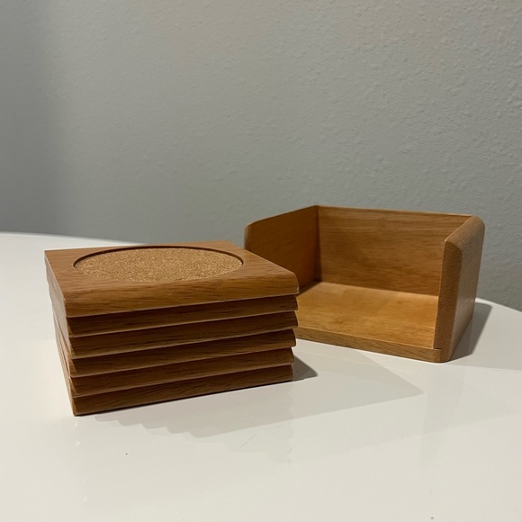 Bohoo Vintage wood coaster set 6 - Picture 8 of 10